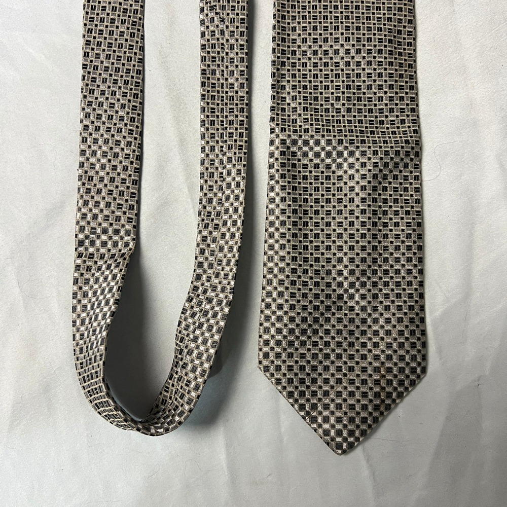 PRONTO UOMO Mens Silk Tie Made in Italy Geometric Pattern Classic 4"